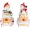 6.75" Santa & Snowman on Gingerbread Trains Christmas Figure Set
